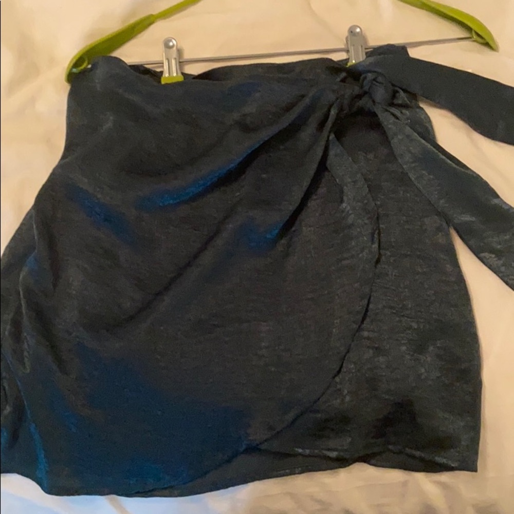 dark green satin skirt